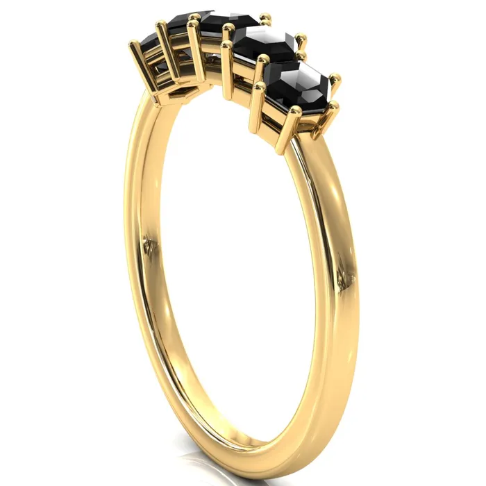 5Stone 5mm Hexagon Wedding Band Fire Brilliance Rings