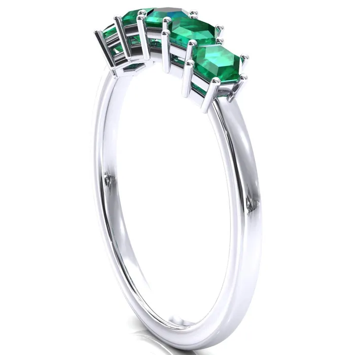5Stone 5mm Hexagon Wedding Band Fire Brilliance Rings