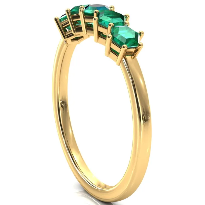 5Stone 5mm Hexagon Wedding Band Fire Brilliance Rings