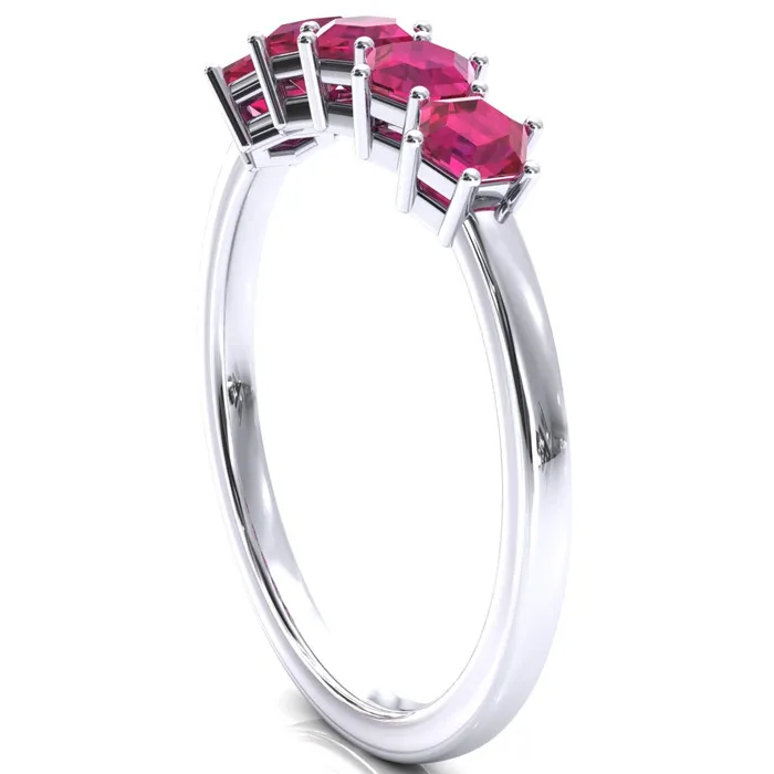5Stone 5mm Hexagon Wedding Band Fire Brilliance Rings