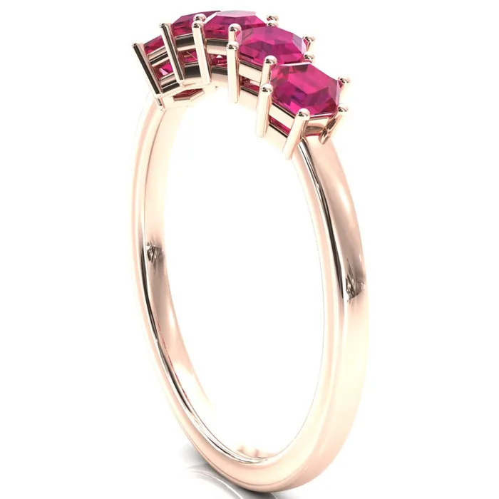 5Stone 5mm Hexagon Wedding Band Fire Brilliance Rings