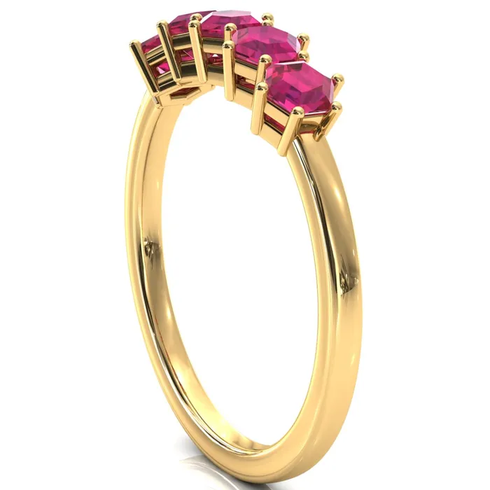 5Stone 5mm Hexagon Wedding Band Fire Brilliance Rings