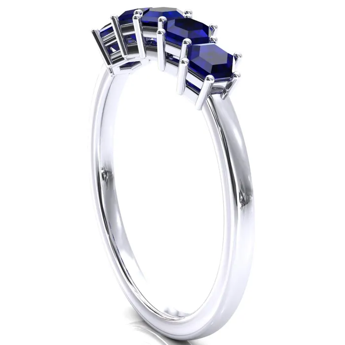 5Stone 5mm Hexagon Wedding Band Fire Brilliance Rings