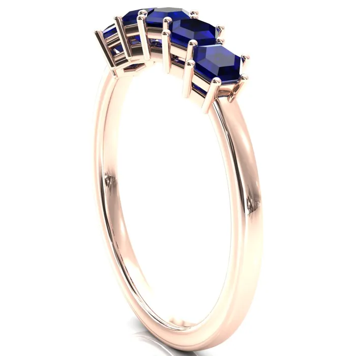 5Stone 5mm Hexagon Wedding Band Fire Brilliance Rings