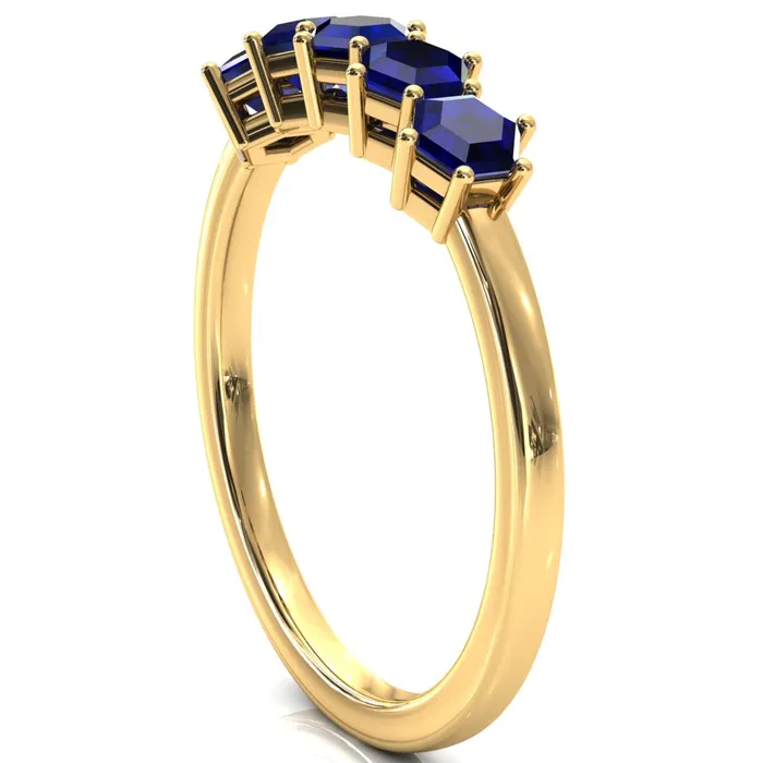 5Stone 5mm Hexagon Wedding Band Fire Brilliance Rings