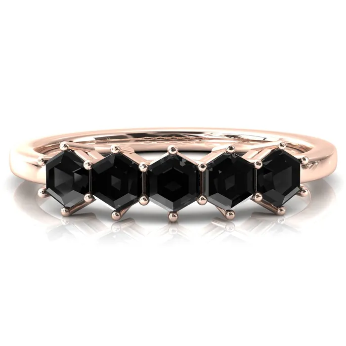 5Stone 5mm Hexagon Wedding Band Fire Brilliance Rings