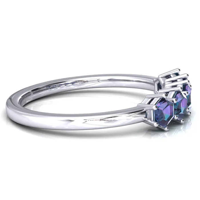 5Stone 5mm Hexagon Wedding Band Fire Brilliance Rings