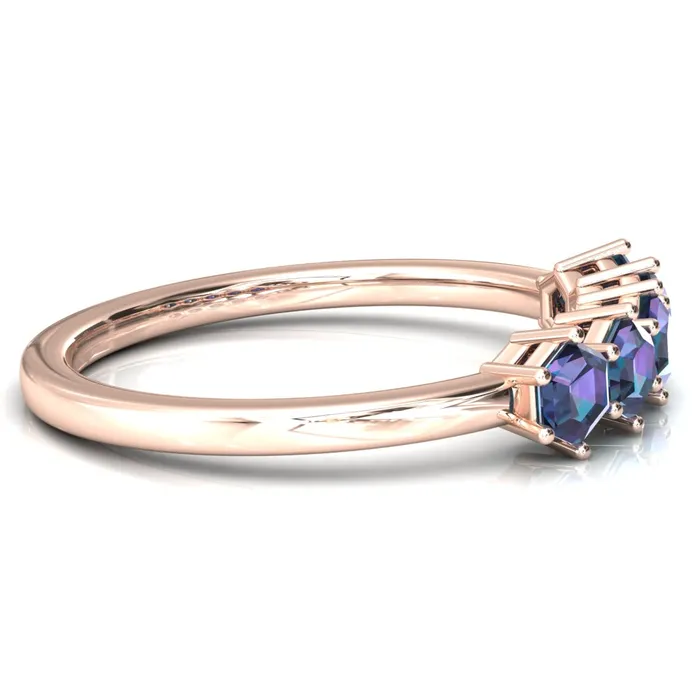 5Stone 5mm Hexagon Wedding Band Fire Brilliance Rings