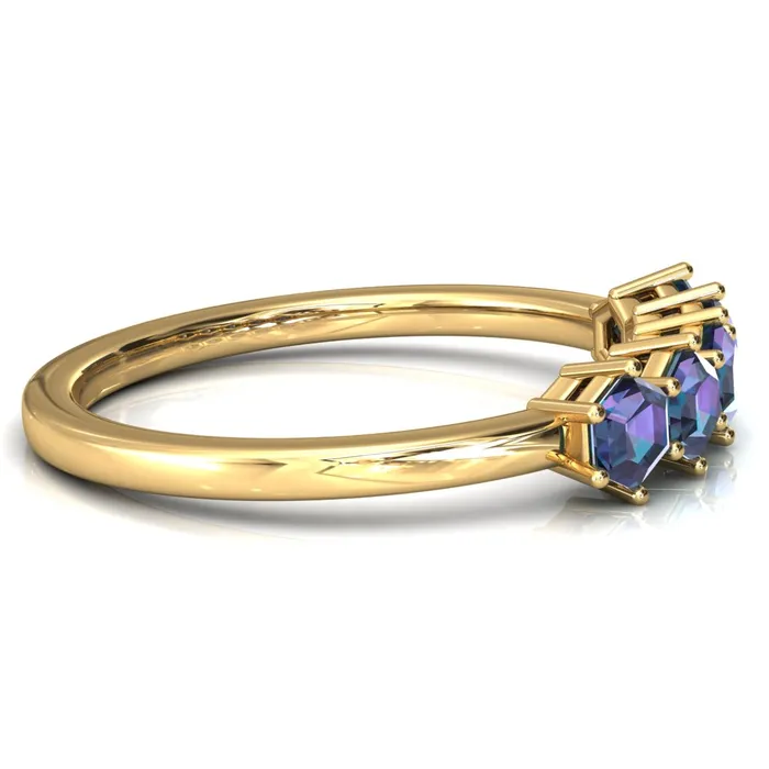 5Stone 5mm Hexagon Wedding Band Fire Brilliance Rings