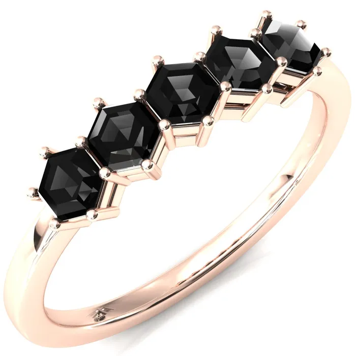 5Stone 5mm Hexagon Wedding Band Fire Brilliance Rings