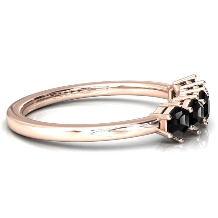 5Stone 5mm Hexagon Wedding Band Fire Brilliance Rings