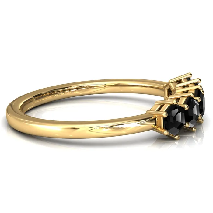 5Stone 5mm Hexagon Wedding Band Fire Brilliance Rings