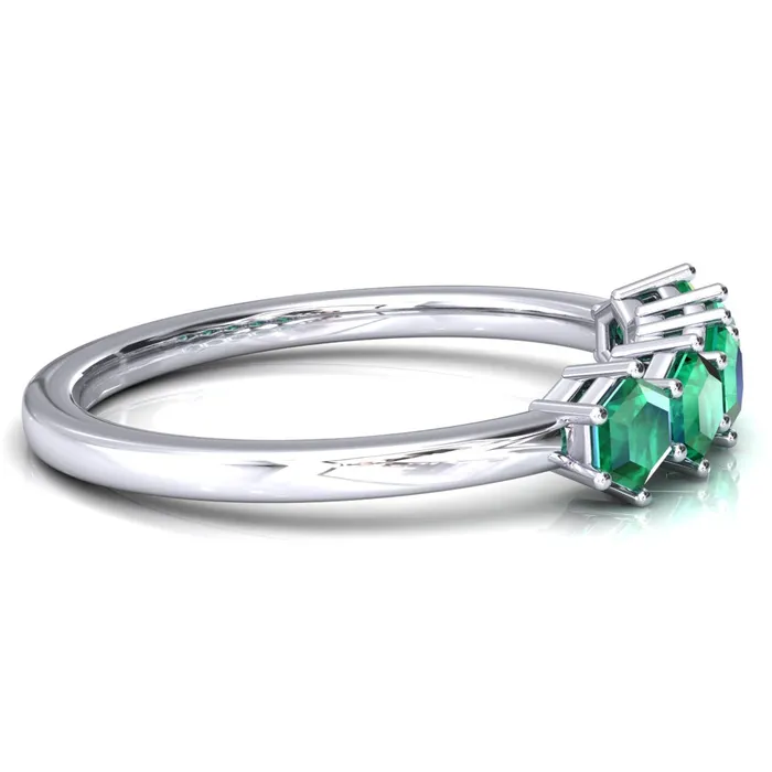 5Stone 5mm Hexagon Wedding Band Fire Brilliance Rings