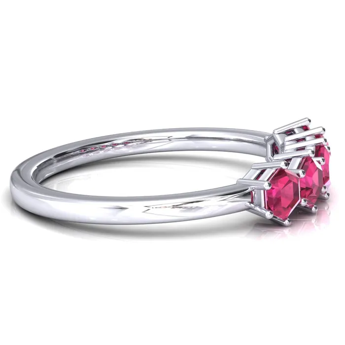 5Stone 5mm Hexagon Wedding Band Fire Brilliance Rings