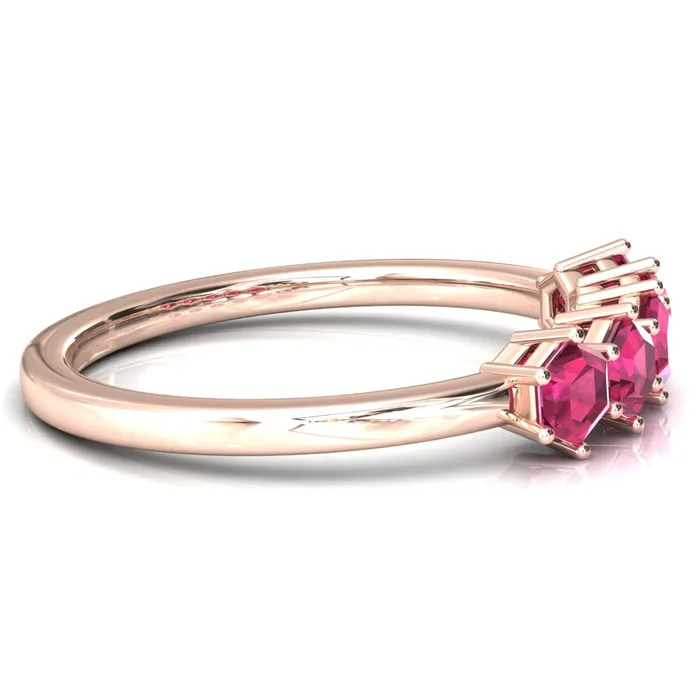 5Stone 5mm Hexagon Wedding Band Fire Brilliance Rings