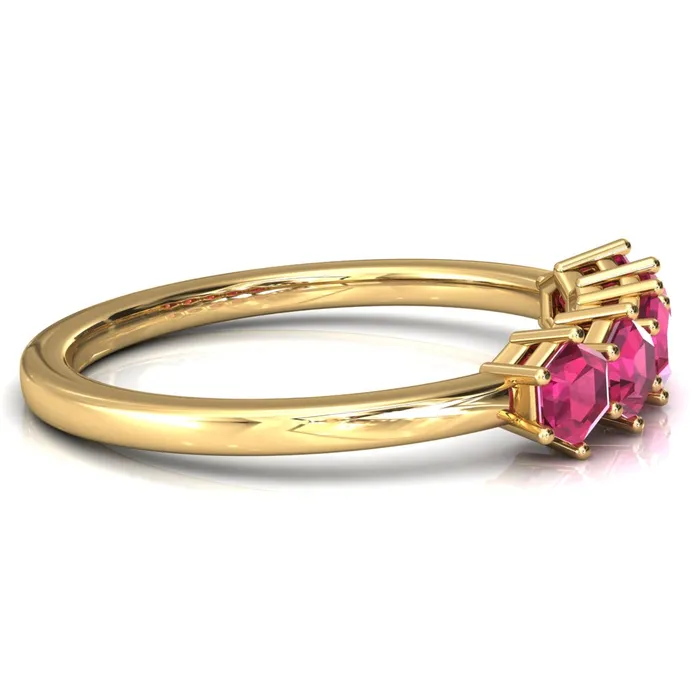 5Stone 5mm Hexagon Wedding Band Fire Brilliance Rings