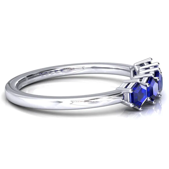 5Stone 5mm Hexagon Wedding Band Fire Brilliance Rings