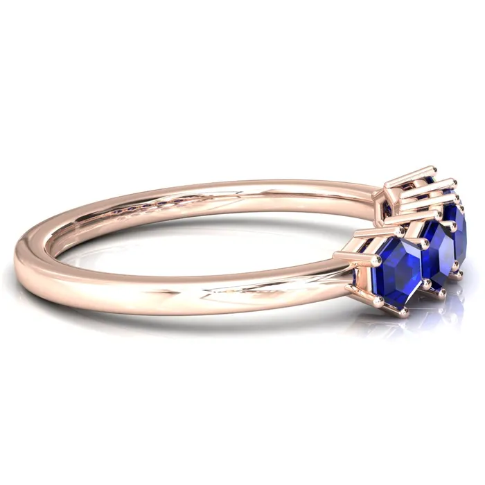 5Stone 5mm Hexagon Wedding Band Fire Brilliance Rings