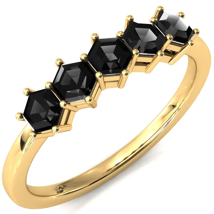 5Stone 5mm Hexagon Wedding Band Fire Brilliance Rings