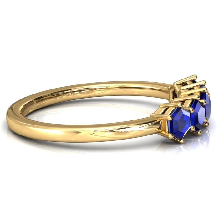 5Stone 5mm Hexagon Wedding Band Fire Brilliance Rings