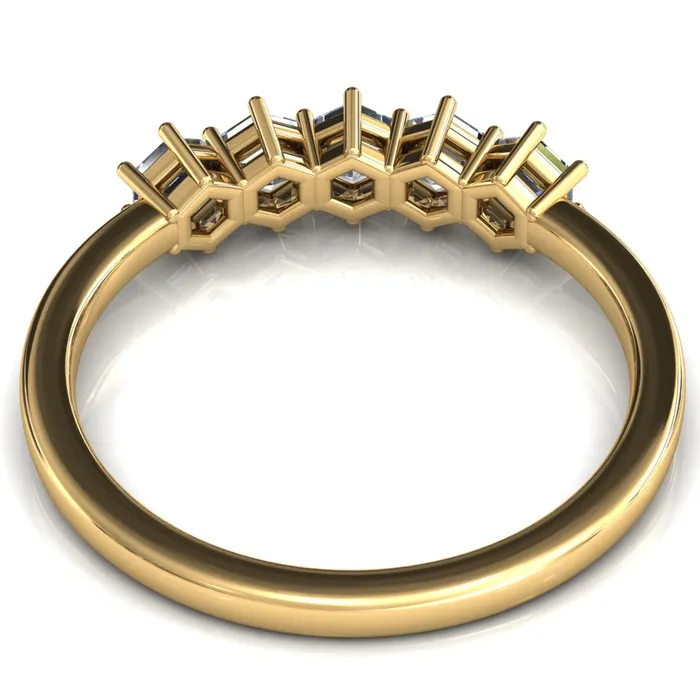 5Stone 5mm Hexagon Wedding Band Fire Brilliance Rings