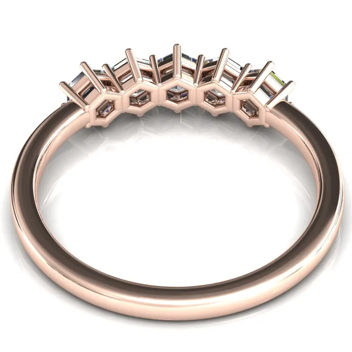 5Stone 5mm Hexagon Wedding Band Fire Brilliance Rings