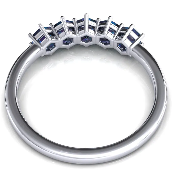 5Stone 5mm Hexagon Wedding Band Fire Brilliance Rings