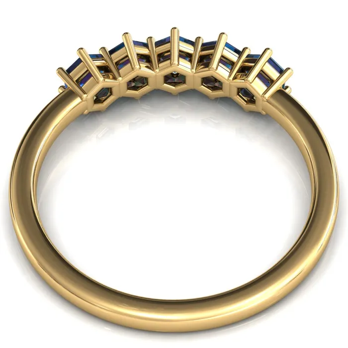 5Stone 5mm Hexagon Wedding Band Fire Brilliance Rings