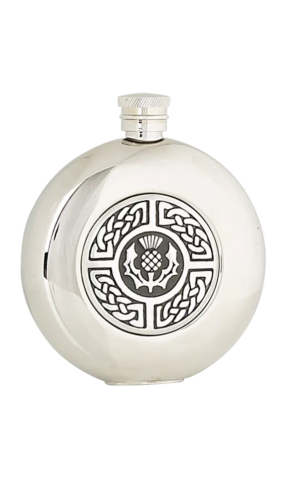 5oz Celtic Thistle Stainless Steel Flask Charles Buyers Earrings