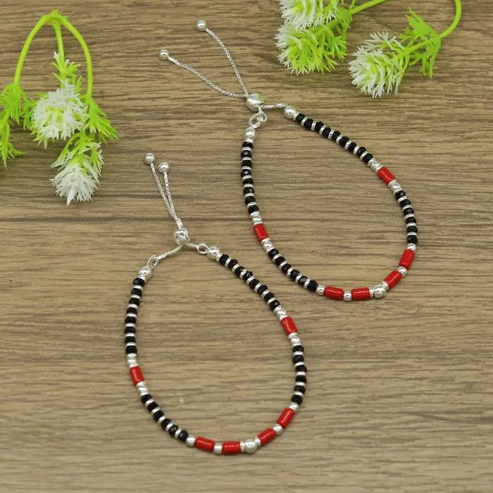 7 inches long handmade 925 sterling silver fabulous silver beads black and red beads stone charm adjustable customized bracelet sbr167 TRIBAL ORNAMENTS Bracelets 7 inches long handmade 925 sterling silver fabulous silver beads black and red beads stone charm adjustable customized bracelet sbr167 TRIBAL ORNAMENTS Bracelets