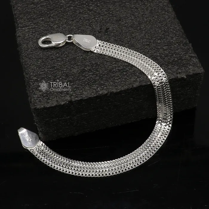 85 Vintage design pure 925 sterling silver handmade amazing wheat chain flexible unisex bracelet jewelry from Rajasthan india sbr722 TRIBAL ORNAMENTS Bracelets