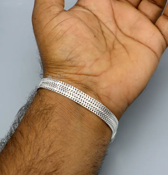 85 Vintage design pure 925 sterling silver handmade amazing wheat chain flexible unisex bracelet jewelry from Rajasthan india sbr722 TRIBAL ORNAMENTS Bracelets