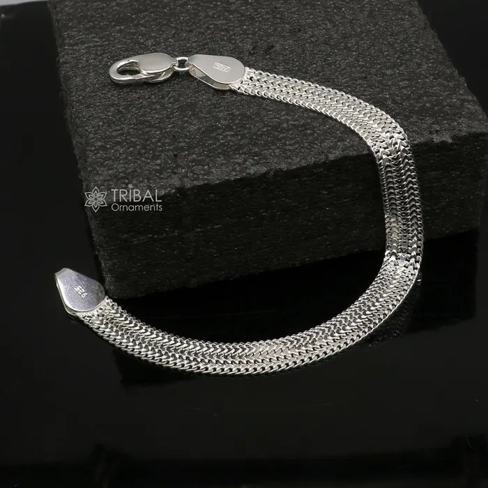 85 Vintage design pure 925 sterling silver handmade amazing wheat chain flexible unisex bracelet jewelry from Rajasthan india sbr722 TRIBAL ORNAMENTS Bracelets