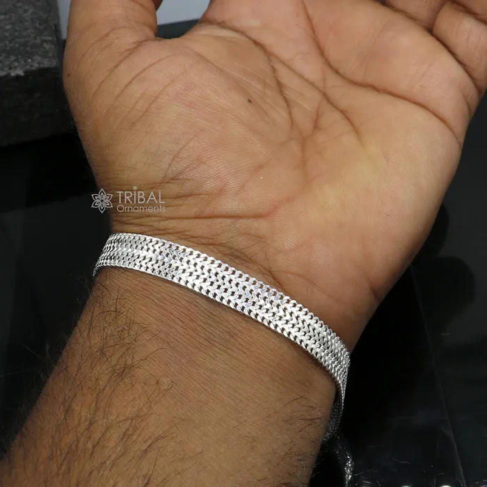 85 Vintage design pure 925 sterling silver handmade amazing wheat chain flexible unisex bracelet jewelry from Rajasthan india sbr722 TRIBAL ORNAMENTS Bracelets