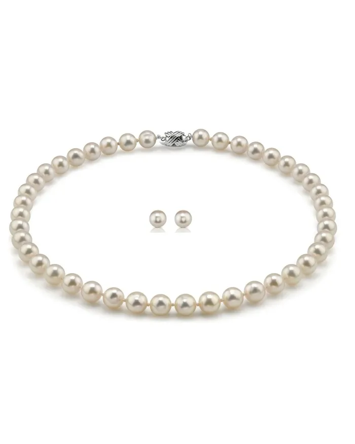 95100mm Hanadama Pearl Necklace and Earring Set spt Earrings