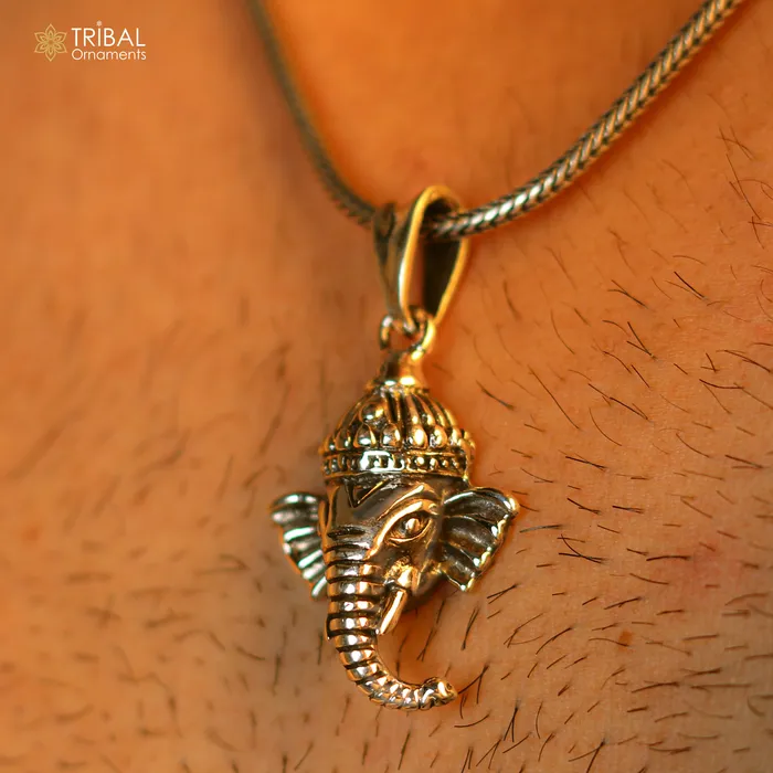 925 sterling silver Lord Ganesha pendant excellent unique design stylish unisex personalized gift pendant jewelry ssp885 TRIBAL ORNAMENTS Necklaces
