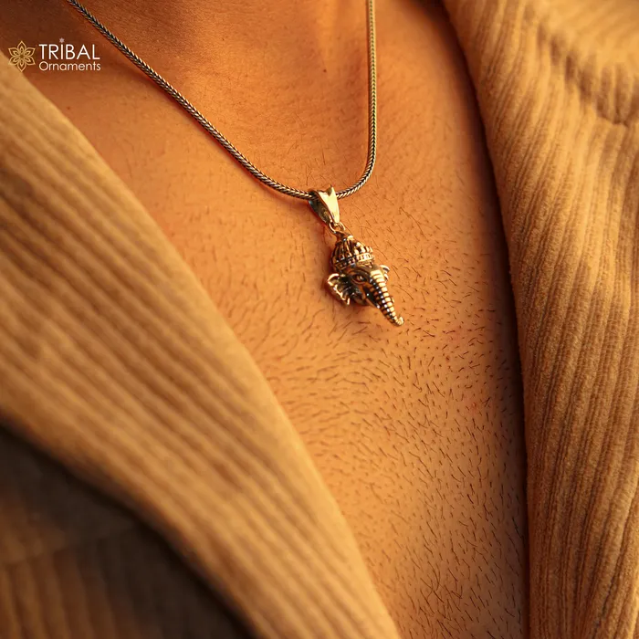 925 sterling silver Lord Ganesha pendant excellent unique design stylish unisex personalized gift pendant jewelry ssp885 TRIBAL ORNAMENTS Necklaces