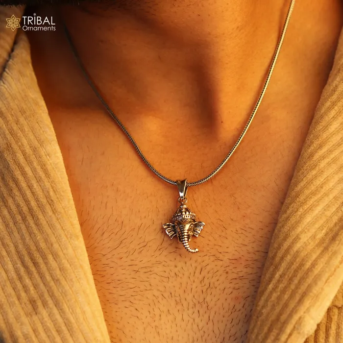 925 sterling silver Lord Ganesha pendant excellent unique design stylish unisex personalized gift pendant jewelry ssp885 TRIBAL ORNAMENTS Necklaces