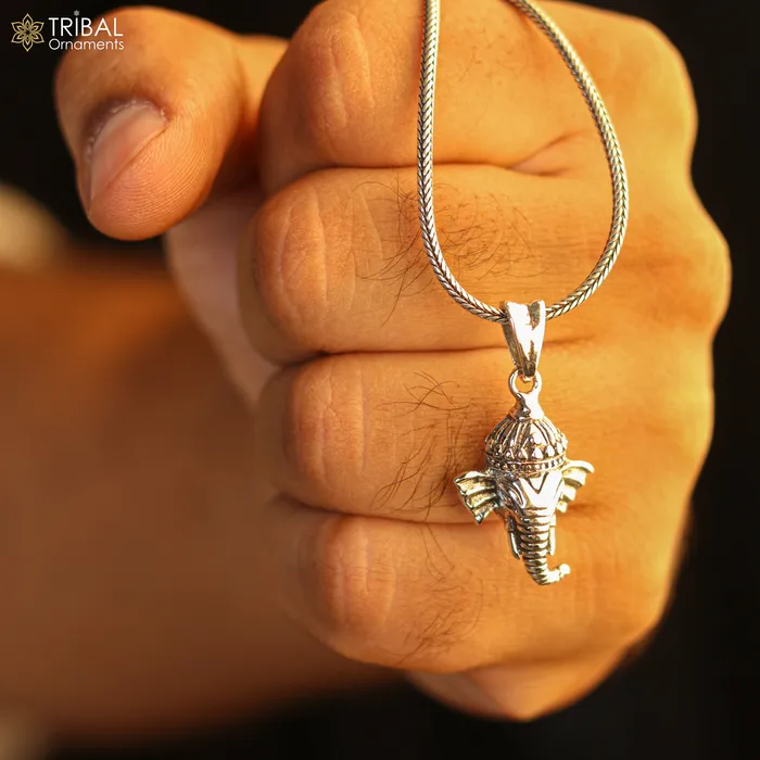 925 sterling silver Lord Ganesha pendant excellent unique design stylish unisex personalized gift pendant jewelry ssp885 TRIBAL ORNAMENTS Necklaces