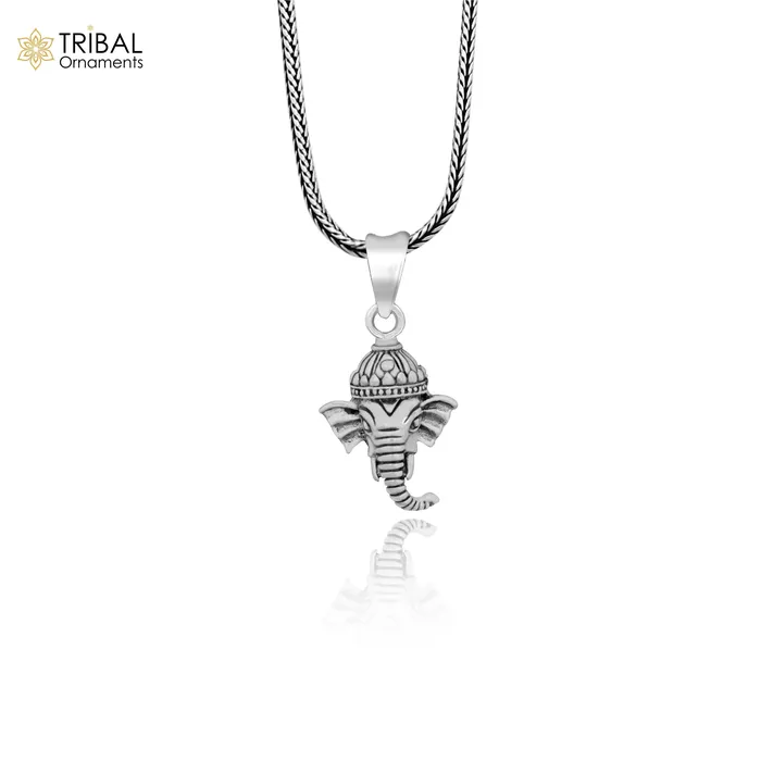 925 sterling silver Lord Ganesha pendant excellent unique design stylish unisex personalized gift pendant jewelry ssp885 TRIBAL ORNAMENTS Necklaces