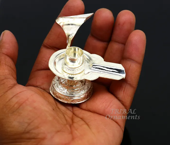 925 fine solid sterling silver lord shiva lingam standjalheri use for puthold shiva lingam in home temple awesome handmade article su866 TRIBAL ORNAMENTS Necklaces