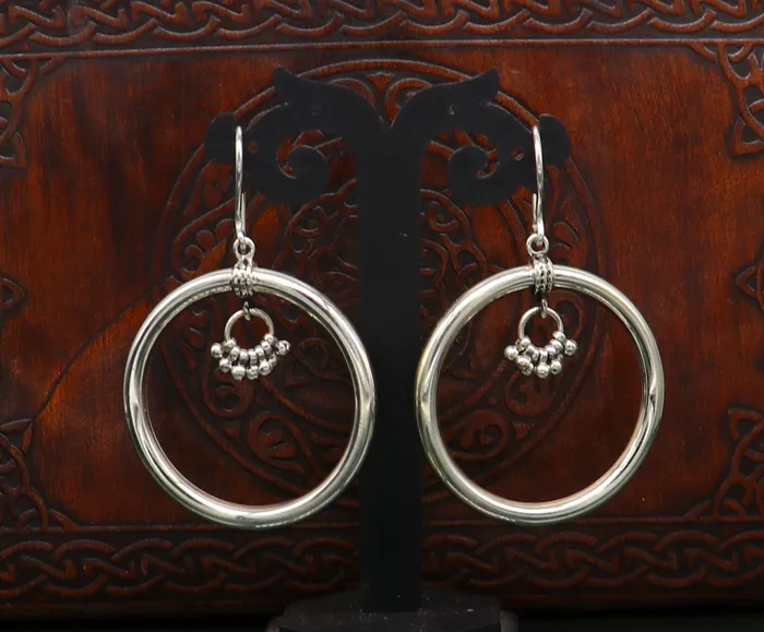 925 fine sterling silver customized round circle hoops earring beautiful brides wedding earrings drop dangle charm jewelry ear607 TRIBAL ORNAMENTS Earrings 925 fine sterling silver customized round circle hoops earring beautiful brides wedding earrings drop dangle charm jewelry ear607 TRIBAL ORNAMENTS Earrings