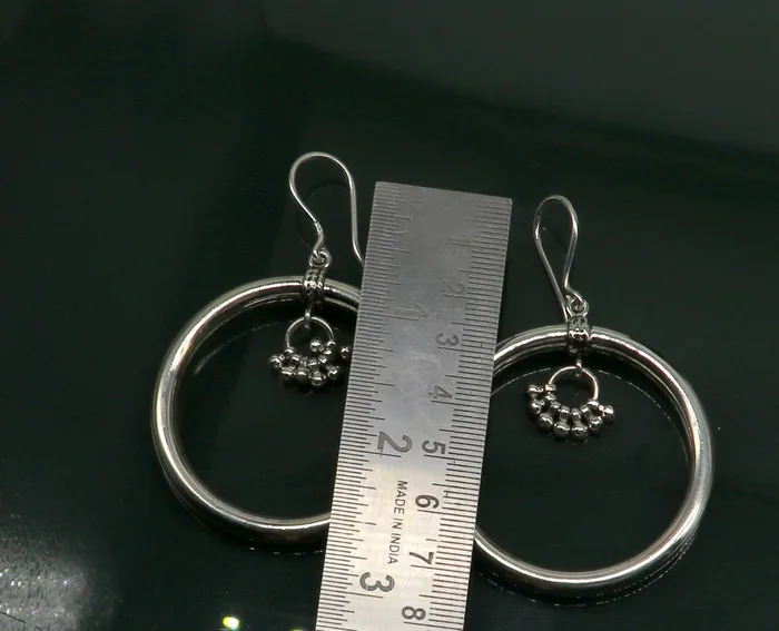 925 fine sterling silver customized round circle hoops earring beautiful brides wedding earrings drop dangle charm jewelry ear607 TRIBAL ORNAMENTS Earrings