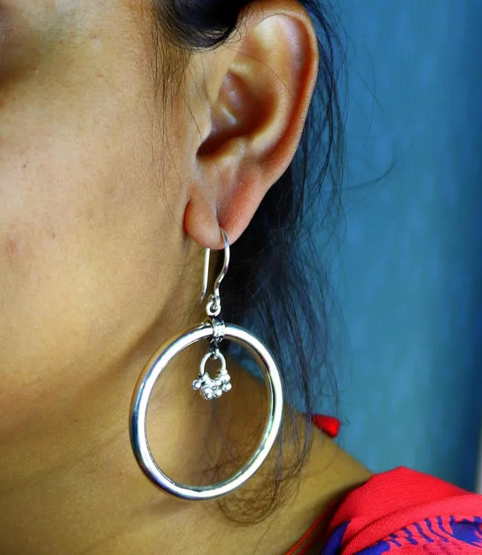 925 fine sterling silver customized round circle hoops earring beautiful brides wedding earrings drop dangle charm jewelry ear607 TRIBAL ORNAMENTS Earrings