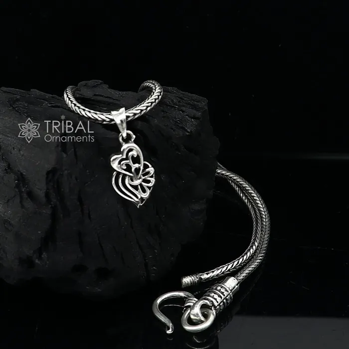 925 pure silver Divine HEART pendant best gifting pendant wheat chain necklace locket best gifting delicate unisex jewelry NSP723ps56 TRIBAL ORNAMENTS Necklaces