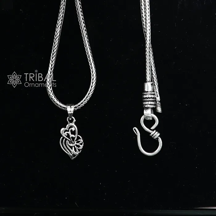 925 pure silver Divine HEART pendant best gifting pendant wheat chain necklace locket best gifting delicate unisex jewelry NSP723ps56 TRIBAL ORNAMENTS Necklaces