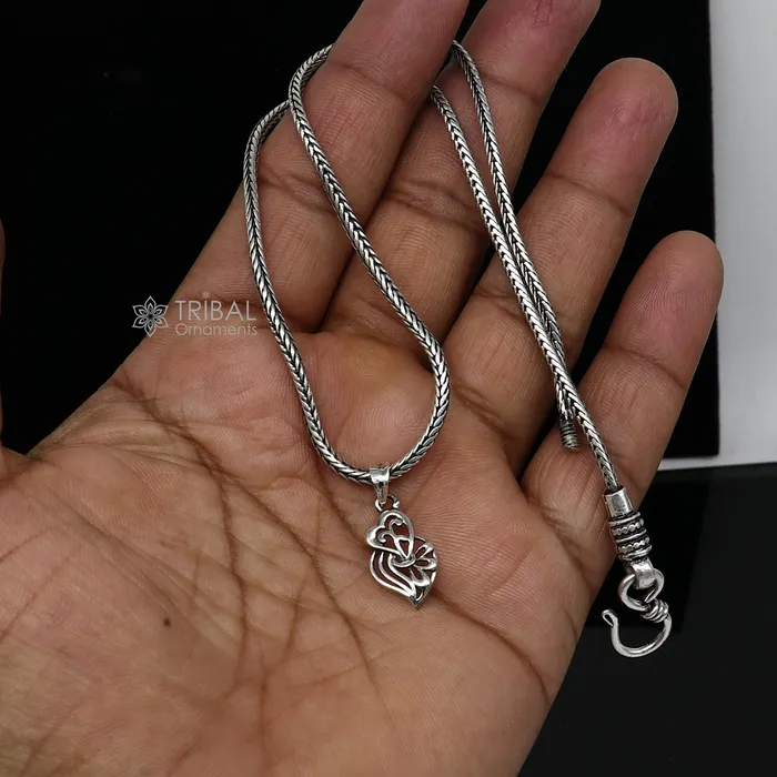 925 pure silver Divine HEART pendant best gifting pendant wheat chain necklace locket best gifting delicate unisex jewelry NSP723ps56 TRIBAL ORNAMENTS Necklaces