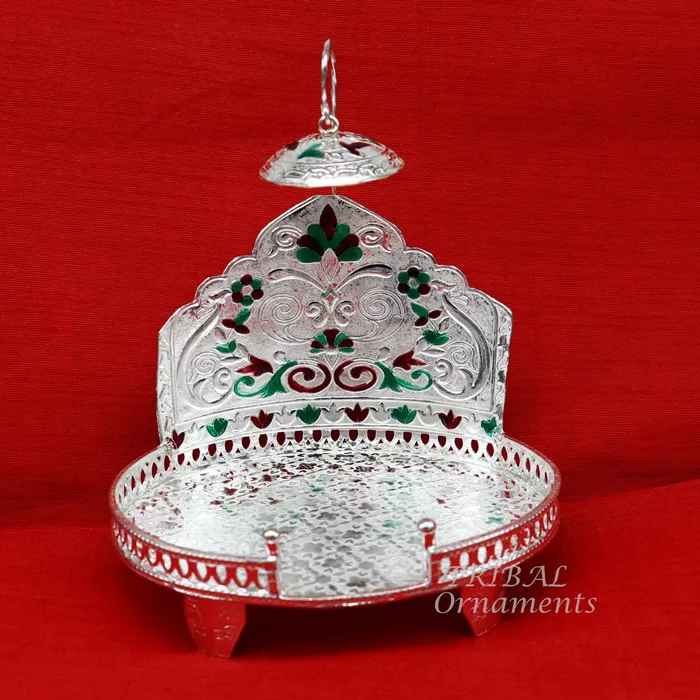 925 pure sterling silver Handmade Divine Singhasan idol krishna Bal Gopala throne god statues stand chair temple art puja article su854 TRIBAL ORNAMENTS Rings 925 pure sterling silver Handmade Divine Singhasan idol krishna Bal Gopala throne god statues stand chair temple art puja article su854 TRIBAL ORNAMENTS Rings