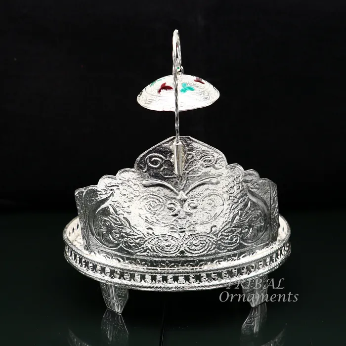 925 pure sterling silver Handmade Divine Singhasan idol krishna Bal Gopala throne god statues stand chair temple art puja article su854 TRIBAL ORNAMENTS Rings