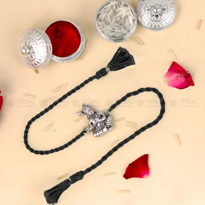 925 Sterling silver bal krishna design pendant Rakhi bracelet Rakshabandhan festival rk363 TRIBAL ORNAMENTS Bracelets